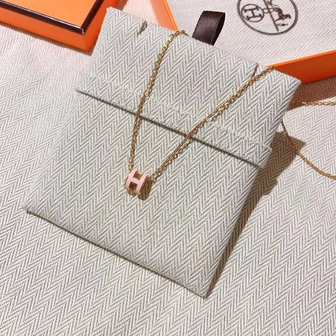 95新 Hermes/爱马仕 GGS丨pop mini H粉色金色项链/93349460