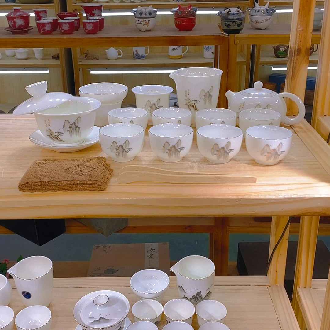 【不止】羊脂玉瓷茶具套装