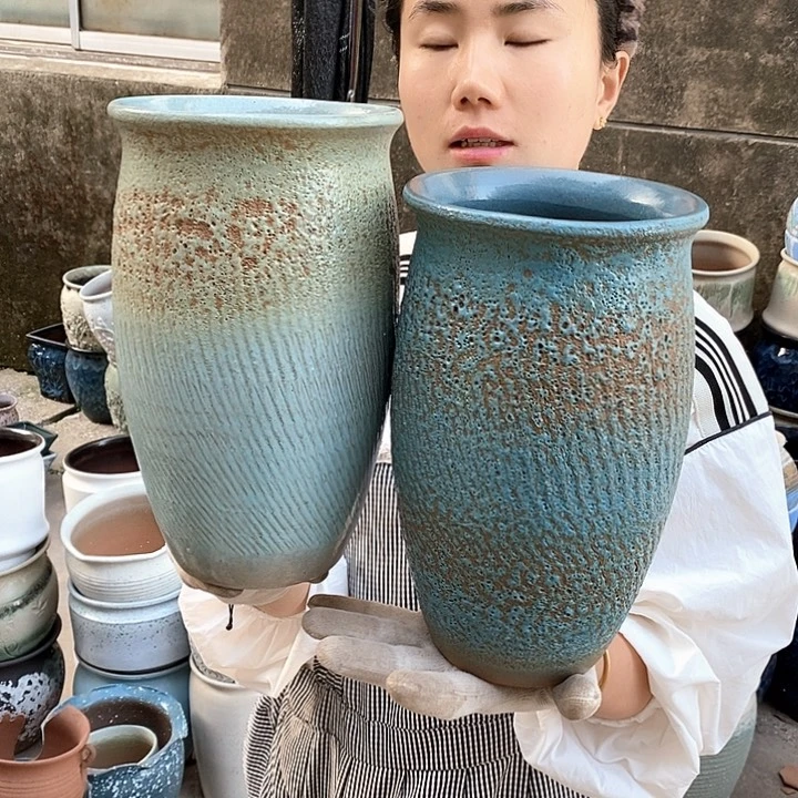 紫砂花盆瑕疵口15高26