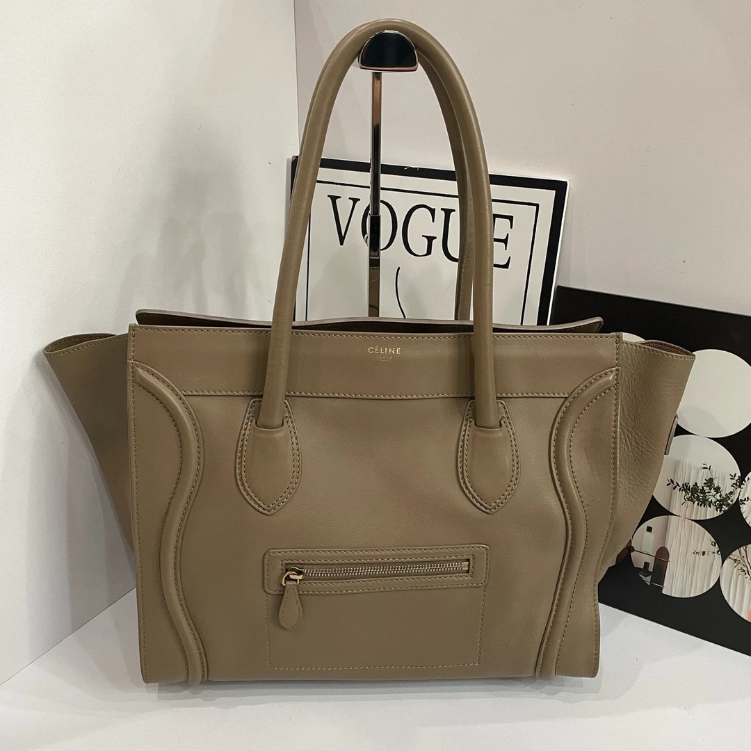 95新 Celine/思琳 米色大号笑脸  手提包F-AF-0161 -F2100126
