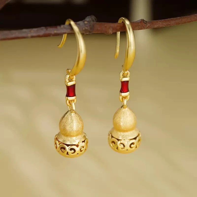 铜合金亚克力耳饰 铜合金 【平安葫芦】小葫芦耳环