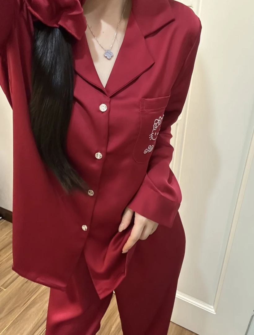 6632大码宽松睡衣女长袖长裤套装黑色kt猫简约可外穿显瘦家居服