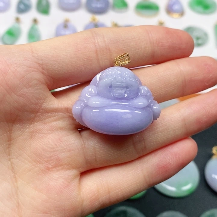 翡翠18K金镶嵌颈饰翡翠吊坠