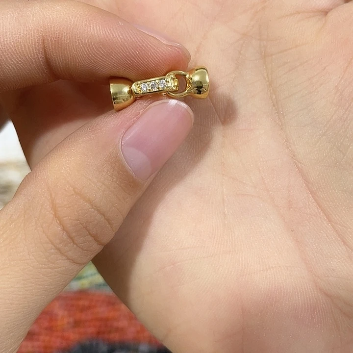 玛瑙/玉髓合金珠宝半成品4个金色小八字扣