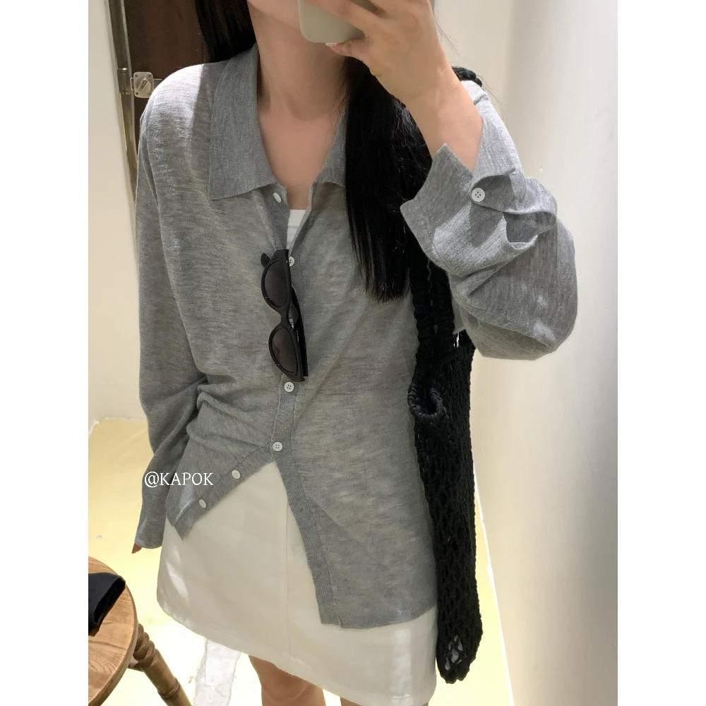 25826#KAPOK#软糯舒适宽松慵懒感薄款防晒针织衫(福利)