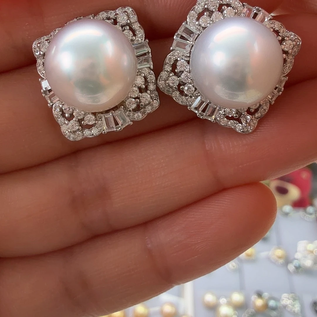 银S925镶嵌耳饰海水珍珠上****）