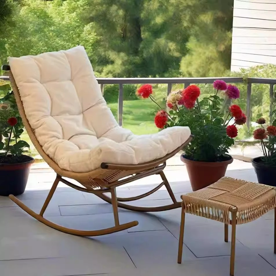 户外庭院露台藤编摇摇椅休闲可睡午休阳台懒人靠背椅客厅摇椅成人