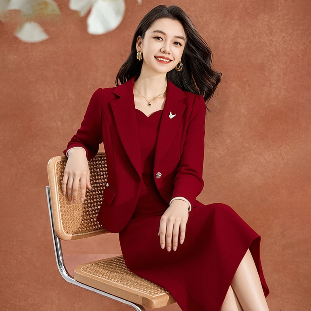 【拉夏】喜婆婆婚宴连衣裙女2025新款爆款妈妈礼服轻奢高级感套装秋