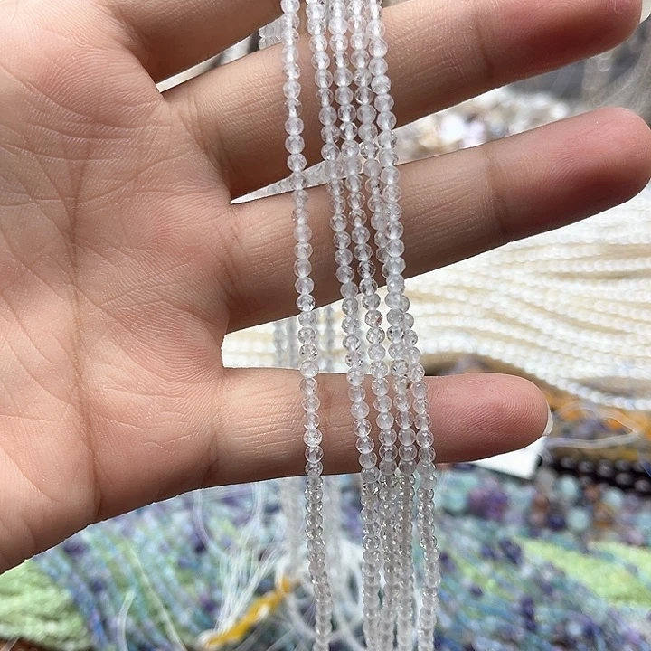 未镶嵌玛瑙/玉髓珠宝半成品一条2.5mm左右白水晶刻面