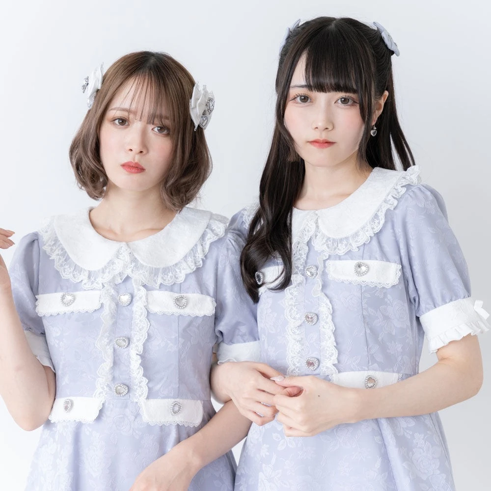 剪标拆标日系甜美连衣裙裙子蕾丝边精致重工气质连衣裙显瘦木耳边