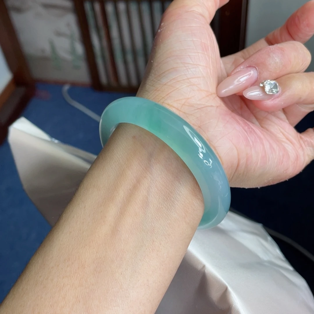 未镶嵌手镯翡翠54.7圈 海蓝之谜 气质款 显白 50号