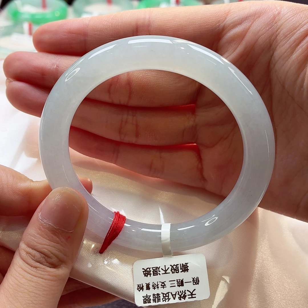 翡翠未镶嵌手镯56.3圆条 白月光百搭(18号)