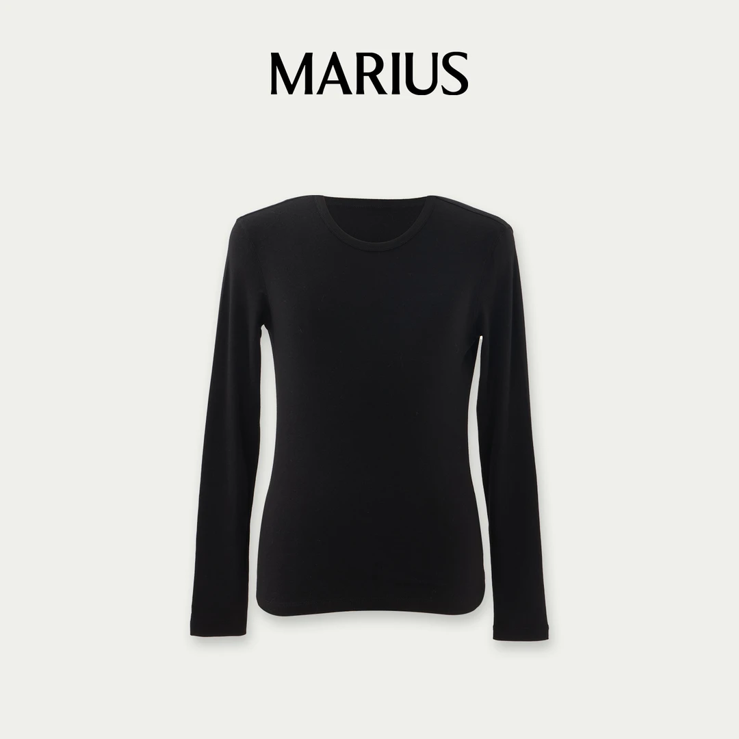 MARIUS“珠珠T”百搭慵懒感舒适柔软合身打底圆领长袖T恤