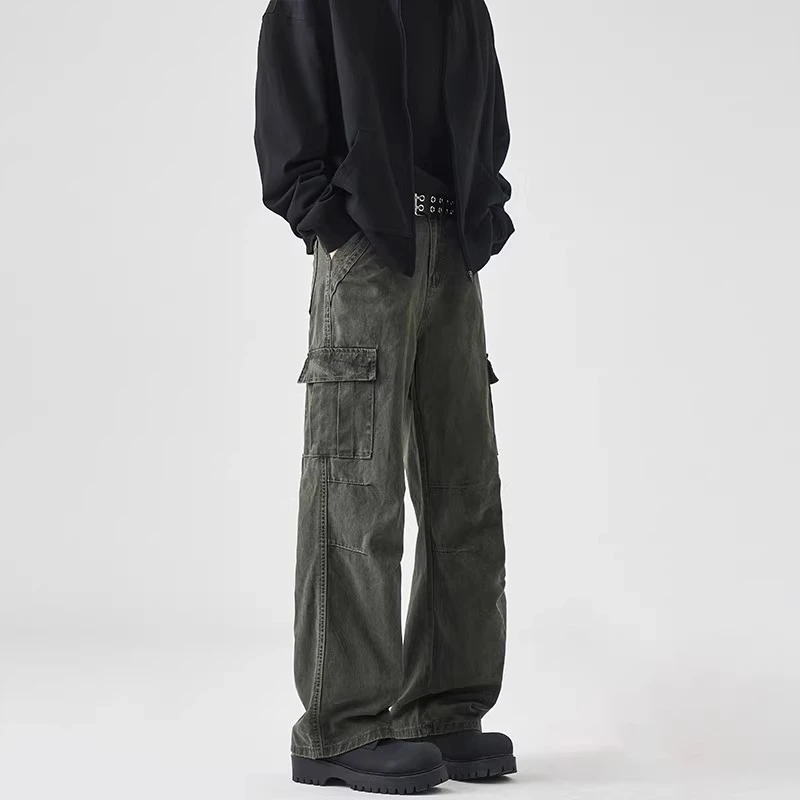 2025年春夏新款潮牌复古工装裤美式高街气质百搭直筒阔腿休闲裤男