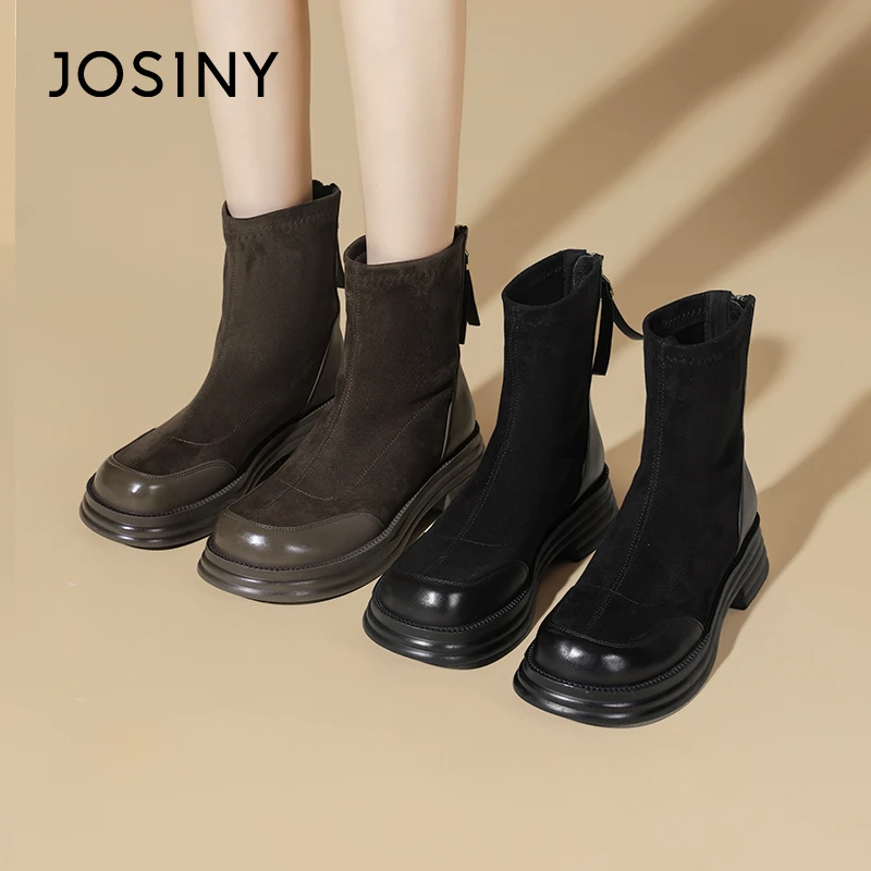 卓诗尼马丁靴子女款秋季新款平时时装靴厚底增高短筒复古百搭短靴