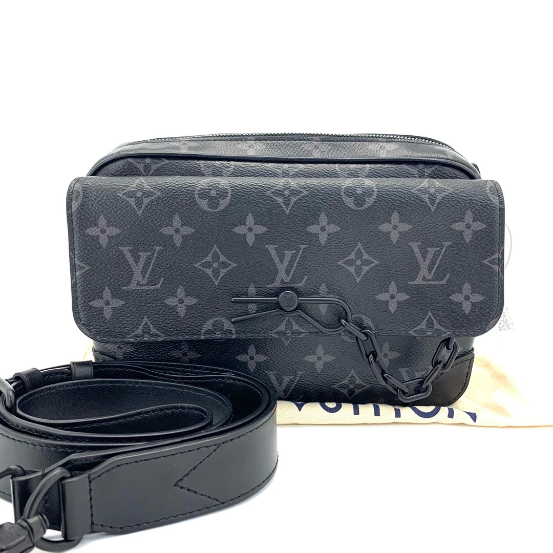99新 LouisVuitton/路易威登 经典黑老花Steamer邮差包 尺寸24/17