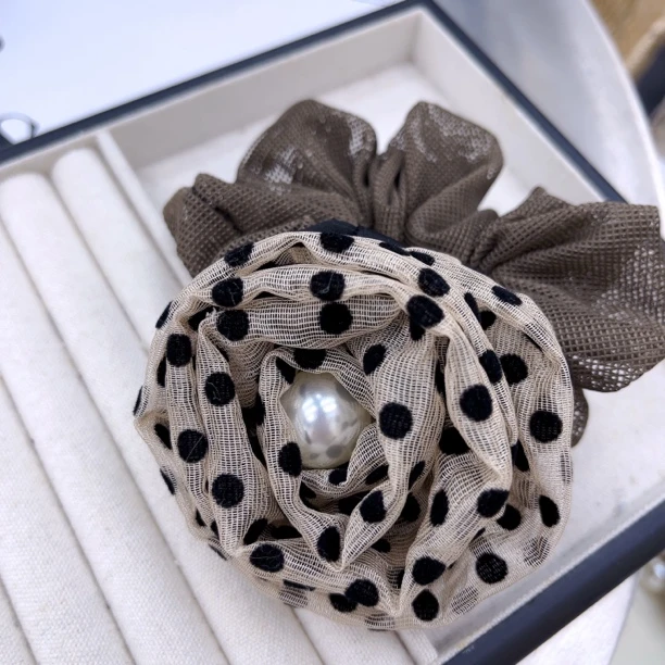 K209心乱咖色波点花朵肠圈