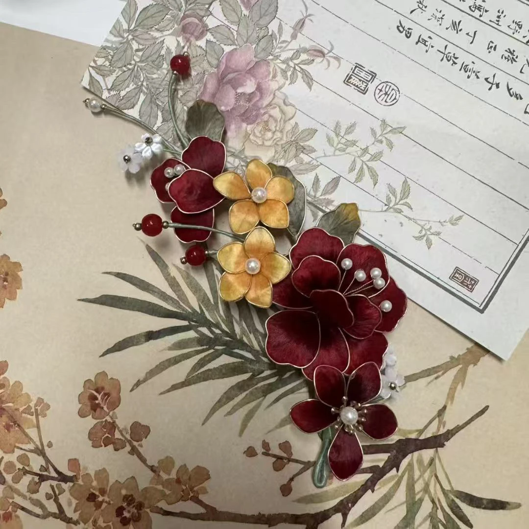 春亦归古风发饰绒花发簪 手工制作默认微瑕