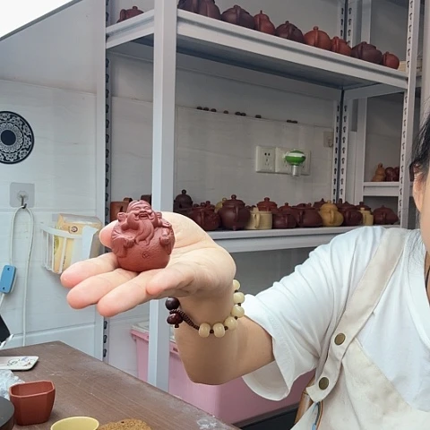 朱泥茶案财神爷茶宠