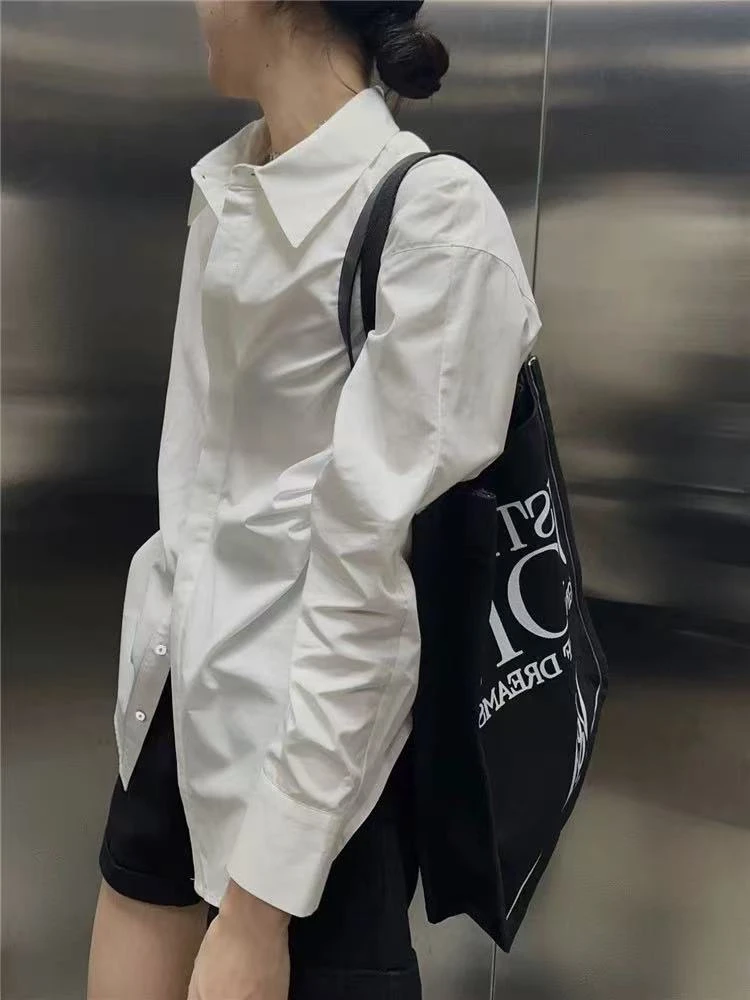 立领收腰 polo 长袖衬衫