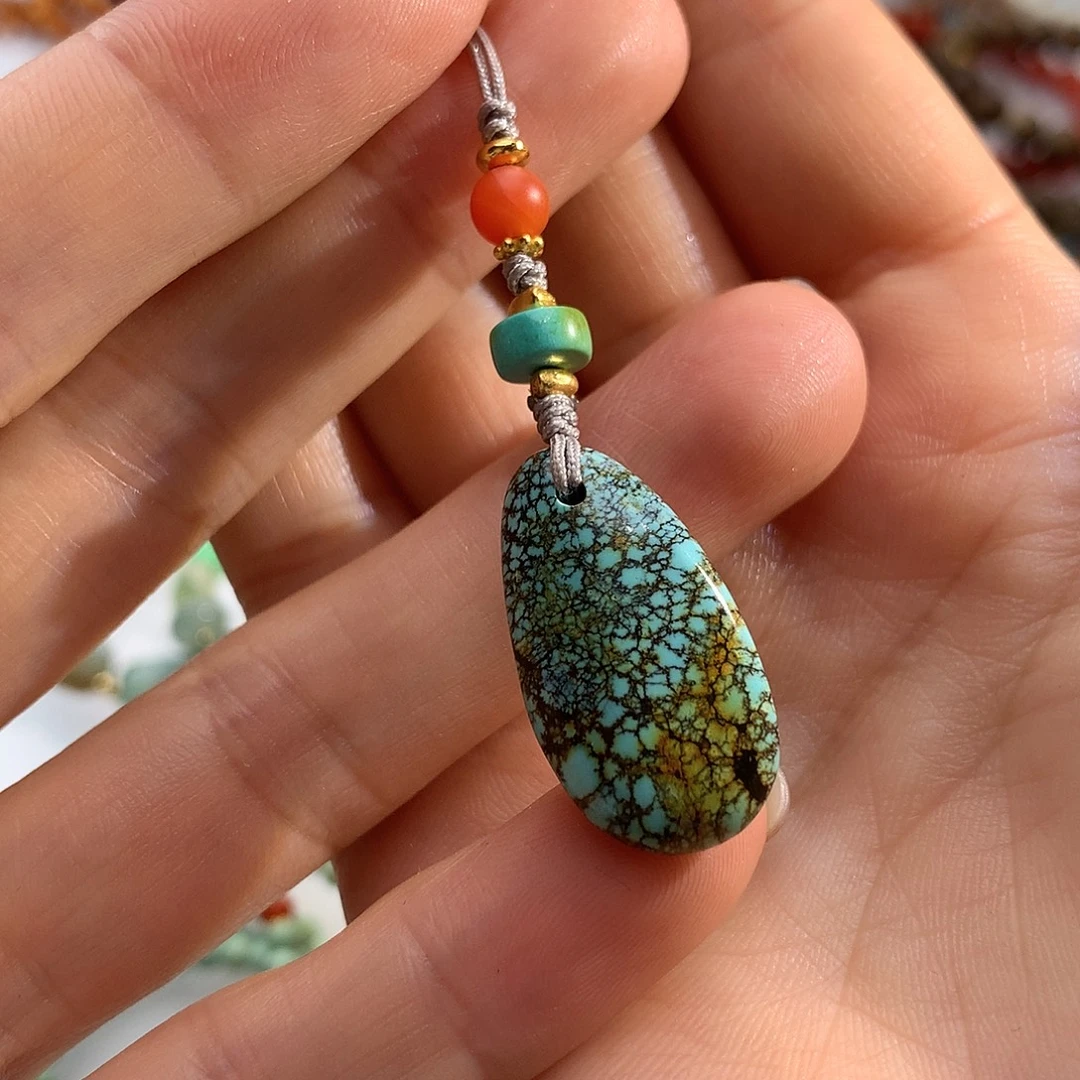 绿松石未镶嵌车挂松石手机链