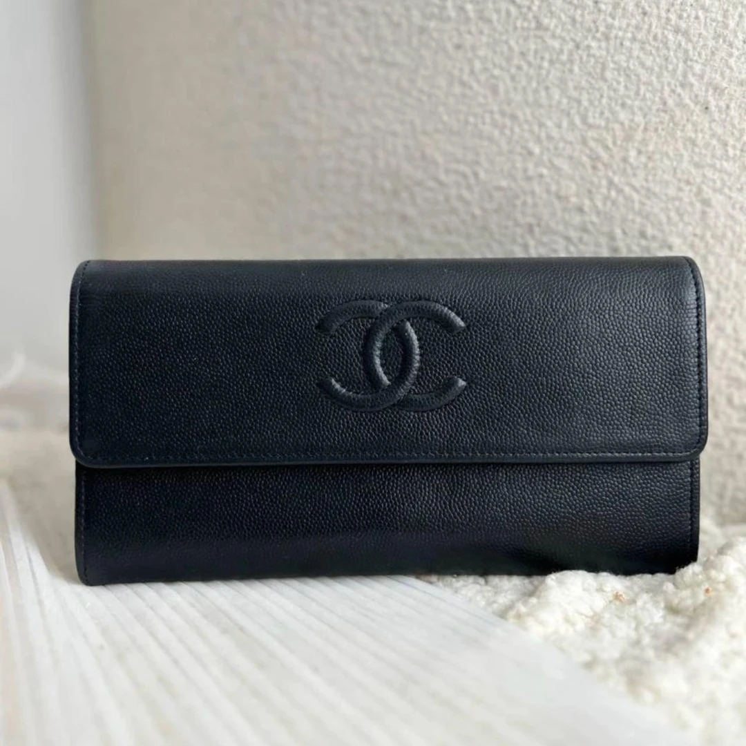 95新 Chanel/香奈儿 大吉中古/香奈儿长款荔枝牛翻盖钱包