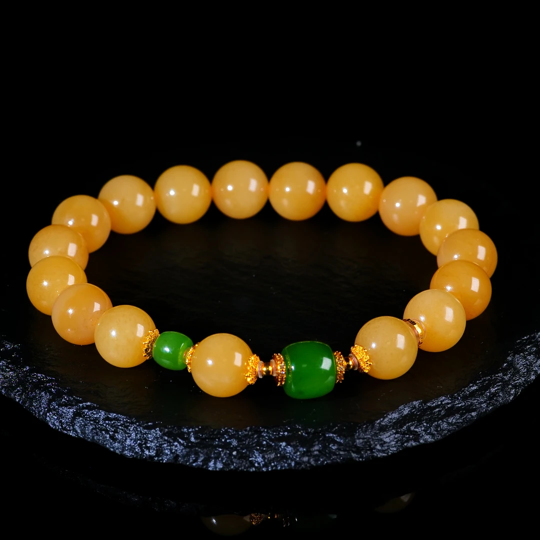 【小雨来了】和田玉10mmDIY且末糖手串 手链 多样性发一件