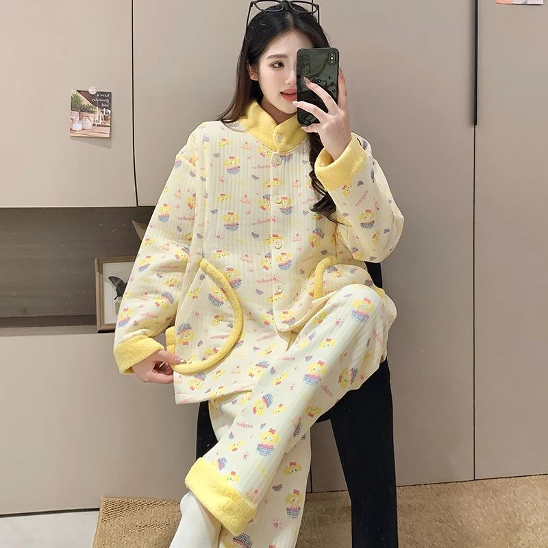 秋冬加厚【超柔软】空气棉月子服纯棉产前产后哺乳喂奶产妇孕妇睡衣
