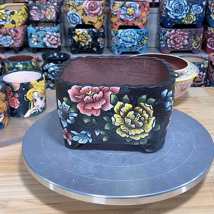 景德镇精品暮年复古花盆特价15.5/13/11