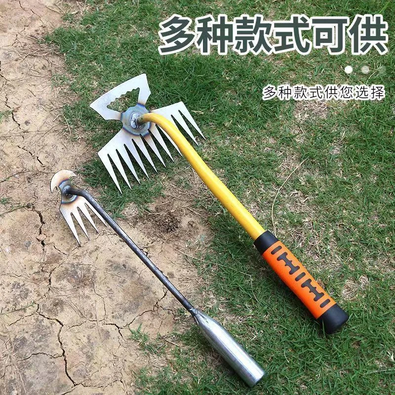 除草连根拔草工具园艺耙子除根锰钢小号手握式松土挖野菜新款【W2】