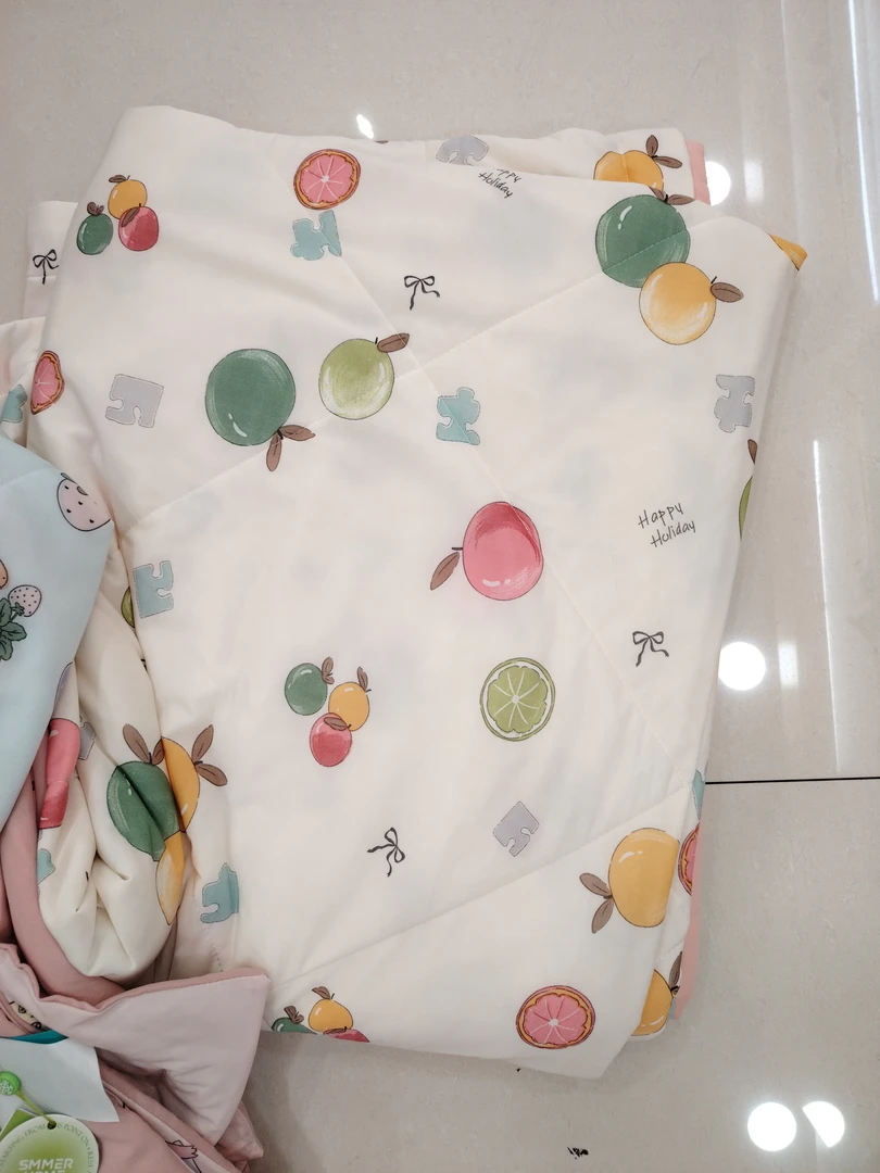 少女风透气凉感双面款夏季化纤被印花豆豆绒风