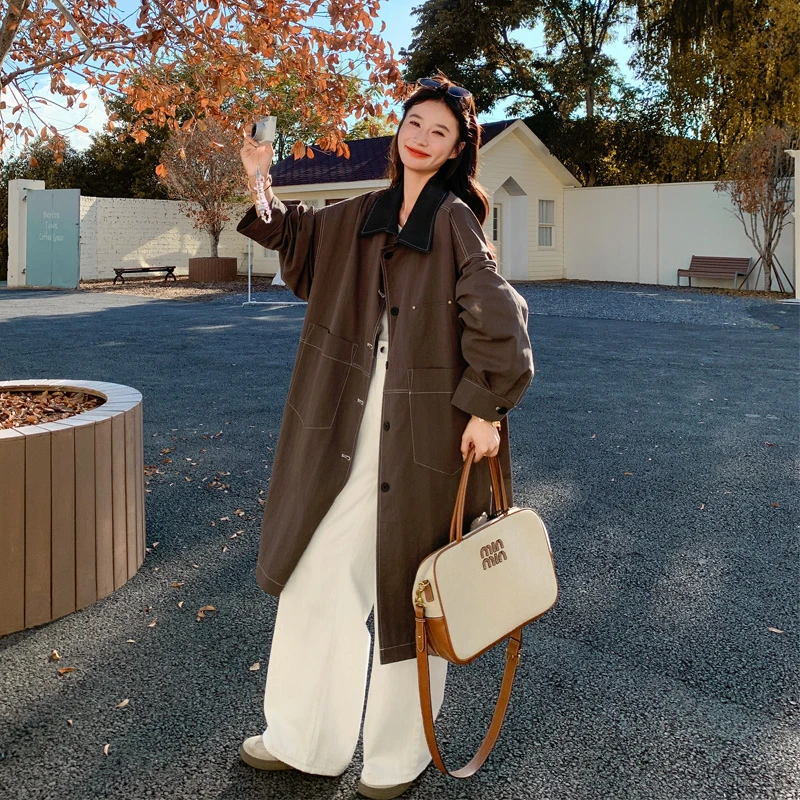 复古英伦风长款风衣外套2025春秋新款高级感气质韩系ins风大衣潮