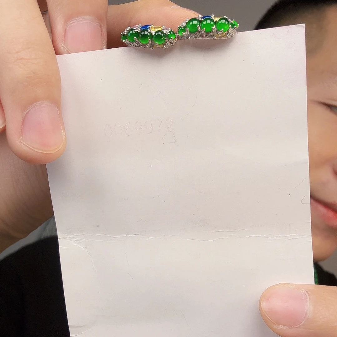 翡翠未镶嵌颈饰一对