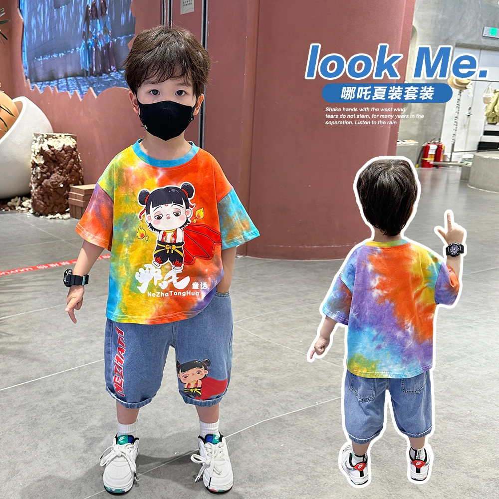 哪吒衣服男童夏装套装2025新款宝宝夏季洋气时髦儿童短袖短裤服装