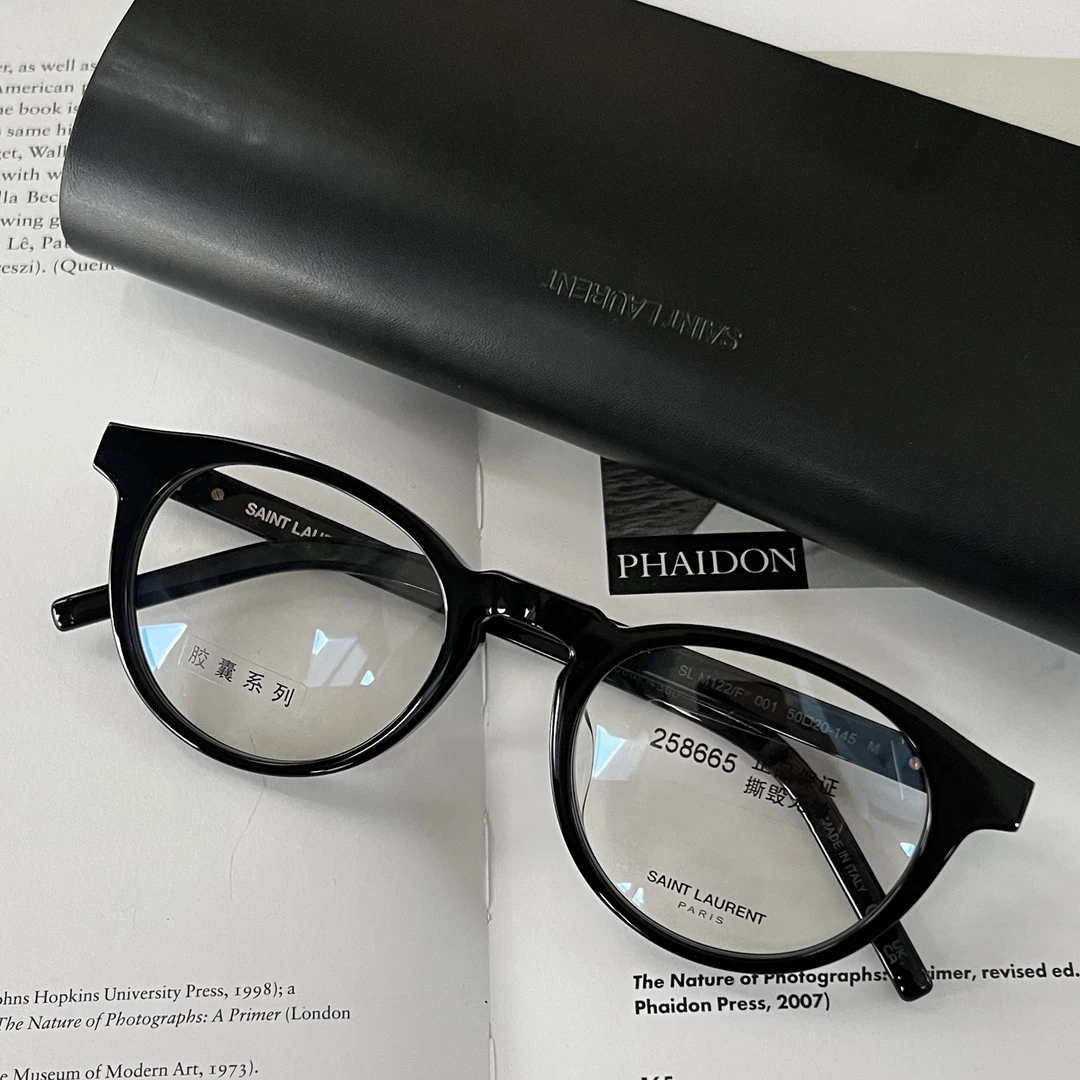 99新 YSL/圣罗兰 Azul - 黑金SL M122/F /50logo平光镜 40875