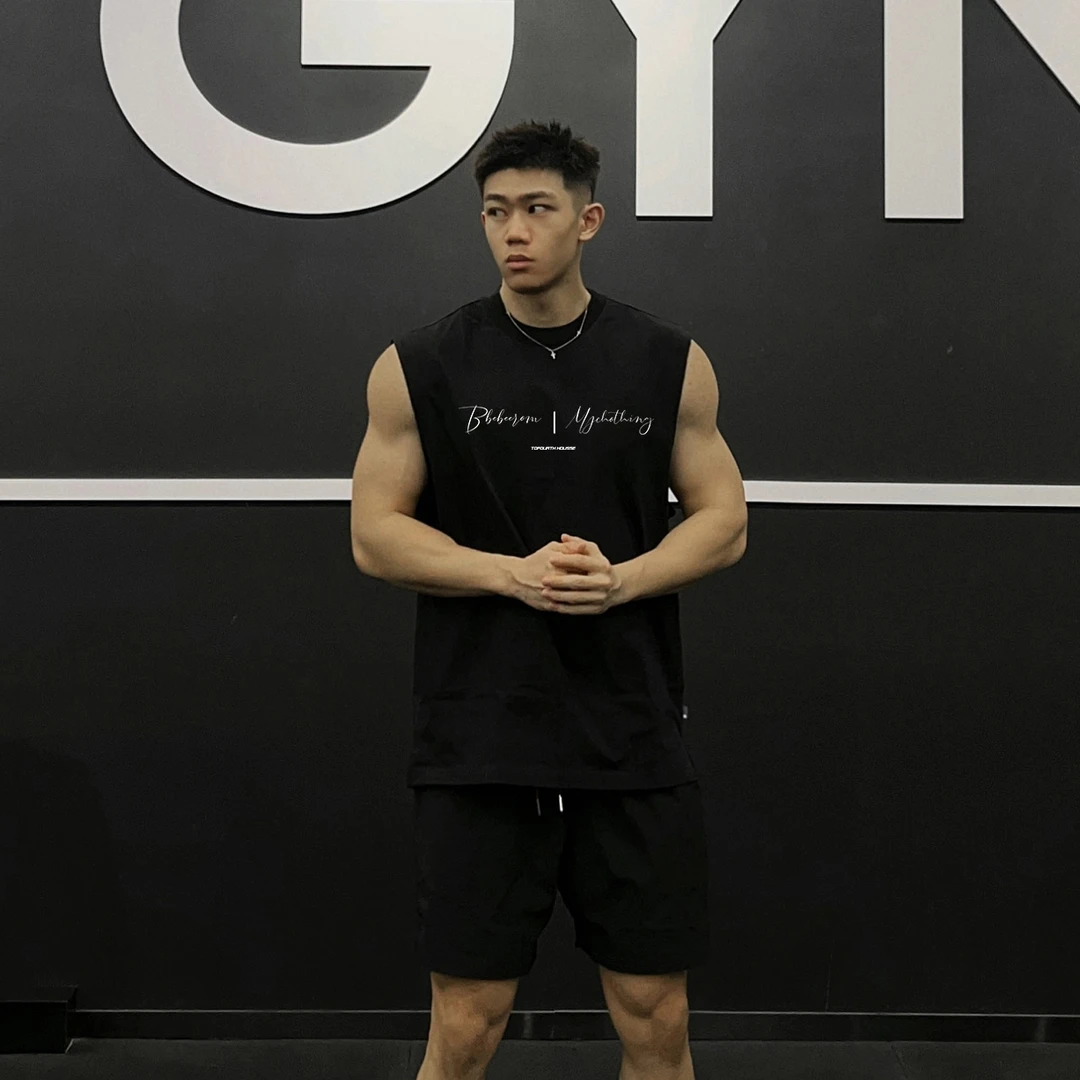 HIP潮牌男士健身运动背心夏季美式坎肩t恤纯棉大码宽松青少年上衣