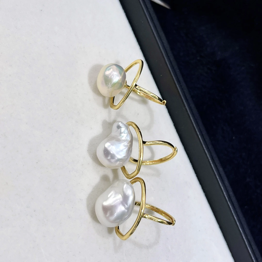淡水白珠巴洛克设计款戒指 14-16MM 多样性发一 R141