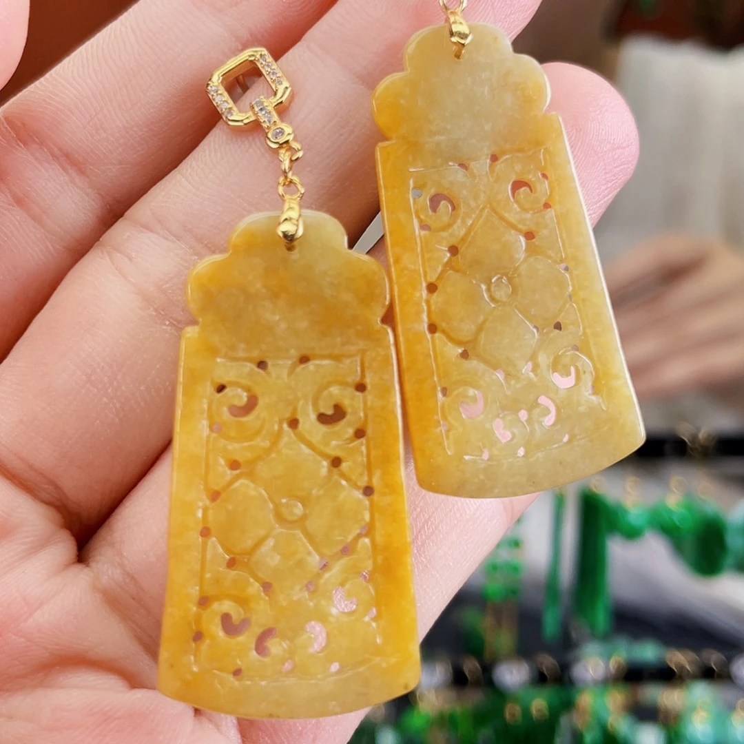 银S925镶嵌翡翠耳饰