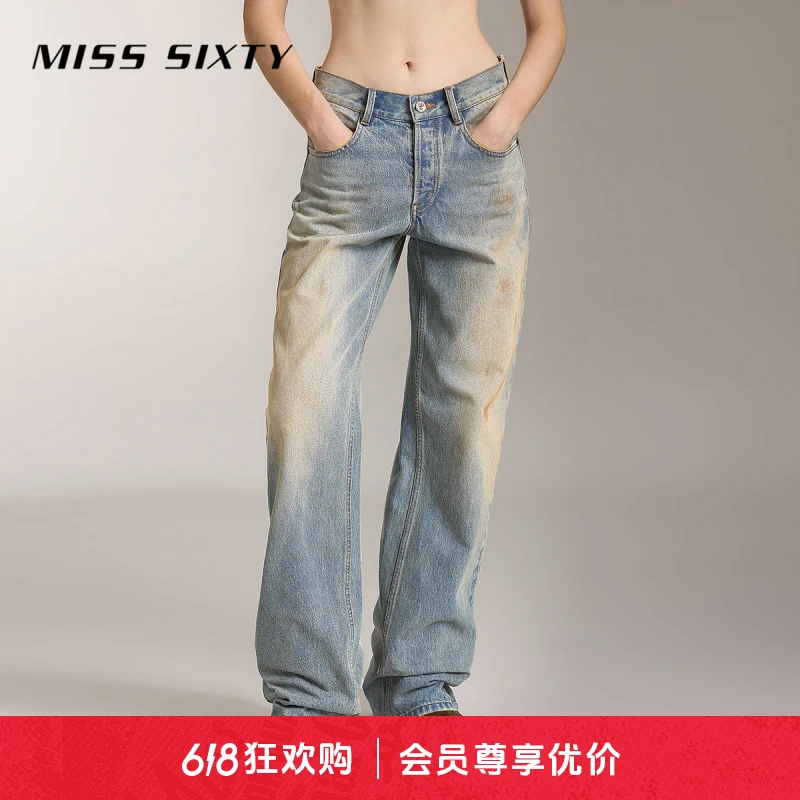 【杨幂同款】【进口牛仔面料】Miss Sixty秋季新款牛仔裤女直筒