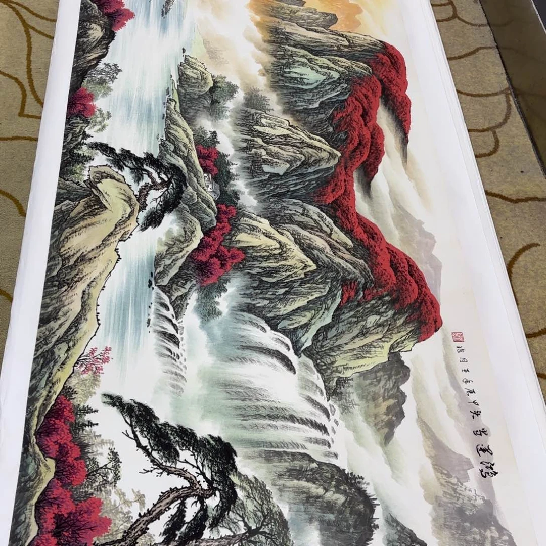 国画彤**8王月 小八山水