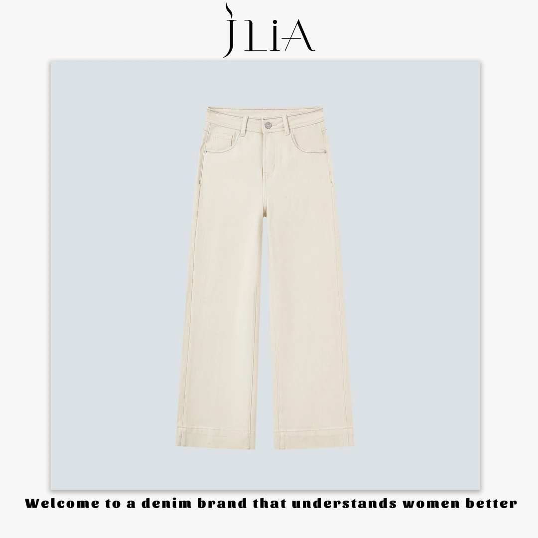 JLIA-1019春夏新品“米白色”直筒四面弹奶奶裤