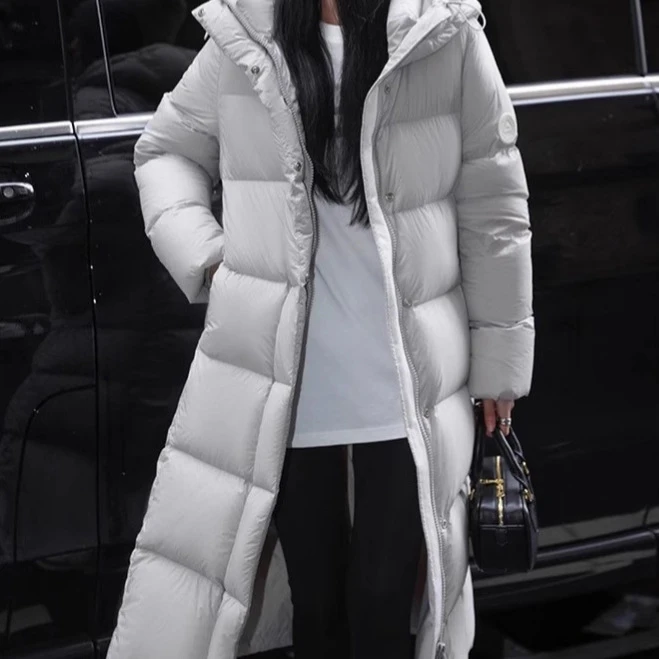 雪山系列羽绒服女长款2025新款韩版加厚情侣款袖标防寒保暖面包服