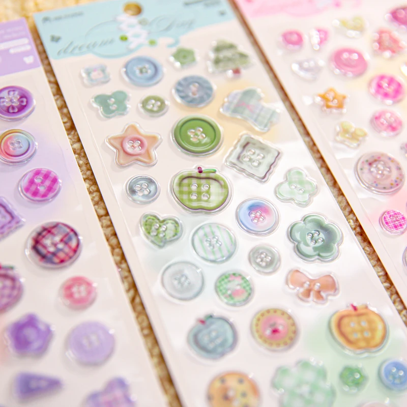 白日梦境·3D立体纽扣滴胶贴纸韩系简约少女心手账装饰背景拼贴画