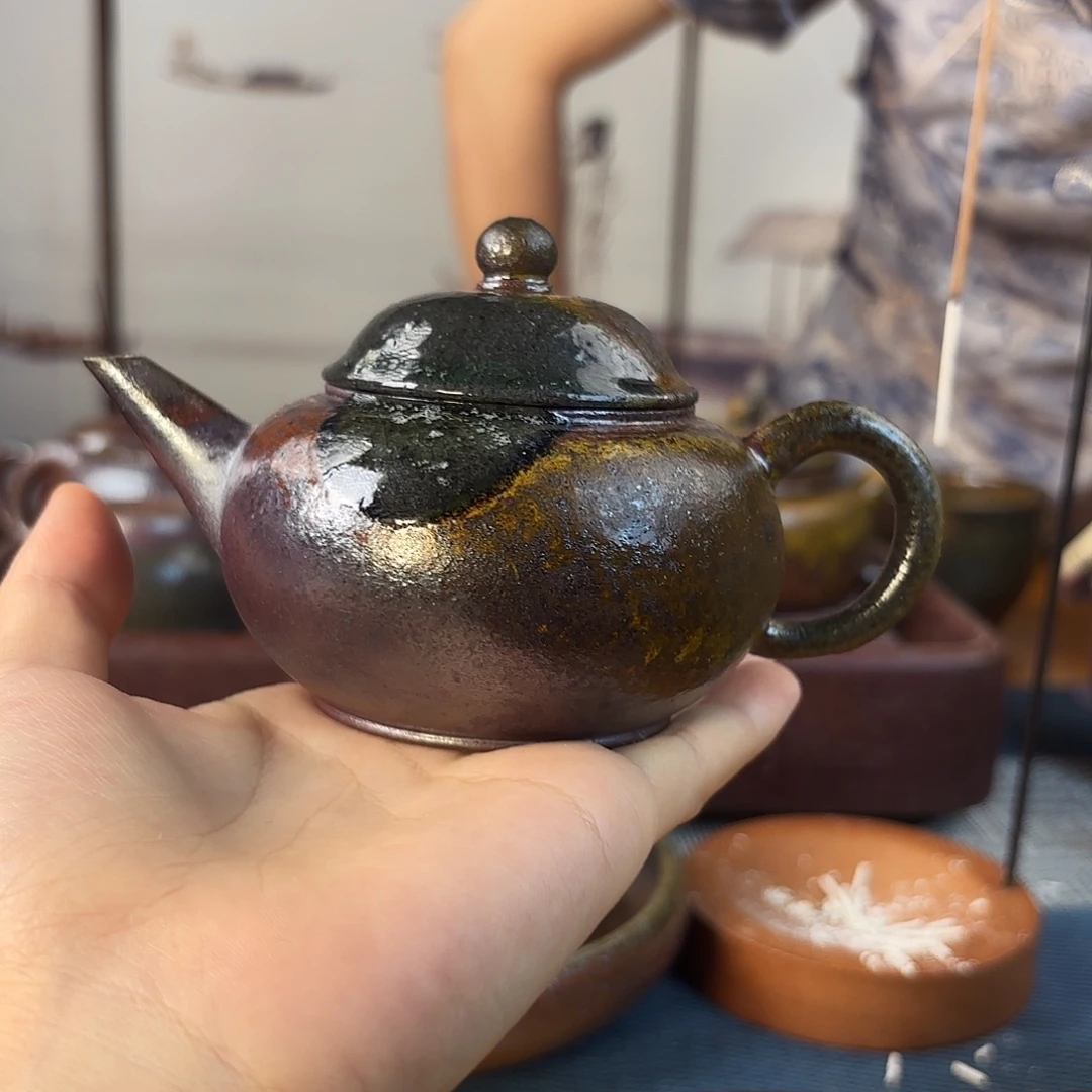茶壶紫砂柴烧紫砂壶天青水平