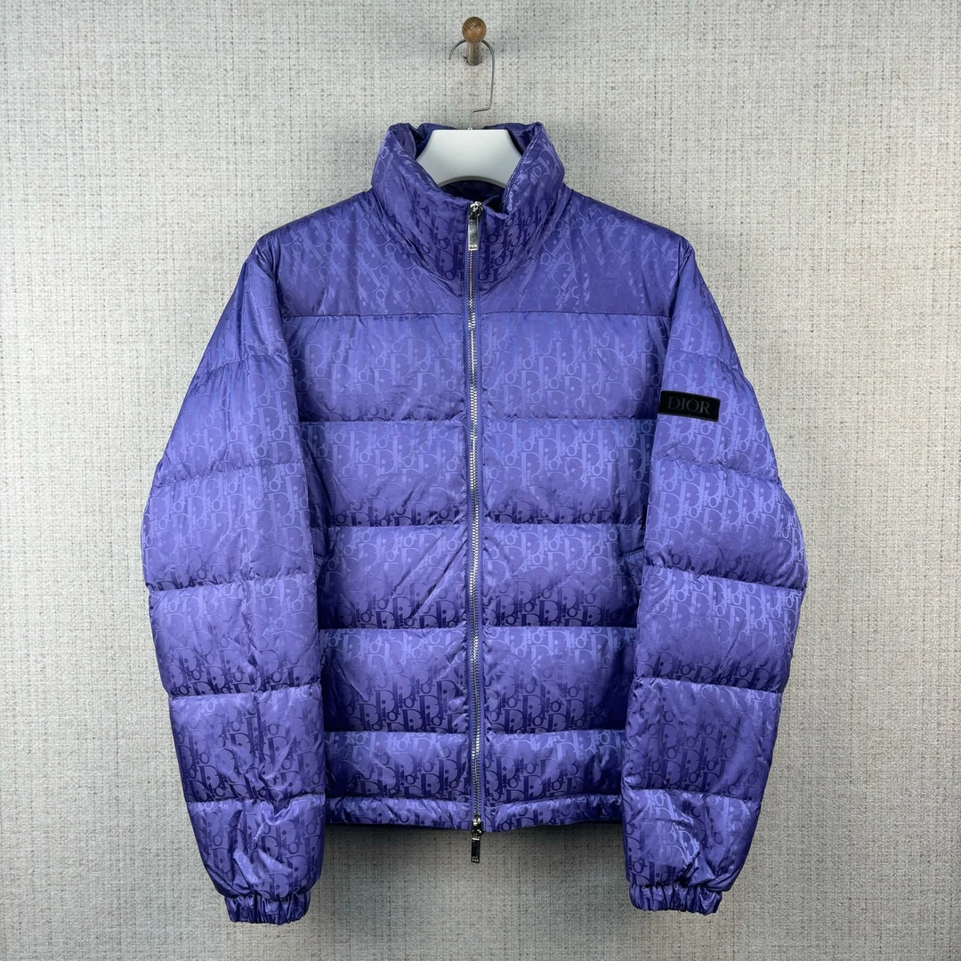 99新 DIOR/迪奥 Logo满印立领休闲长袖羽绒服/尺码48/编号9975