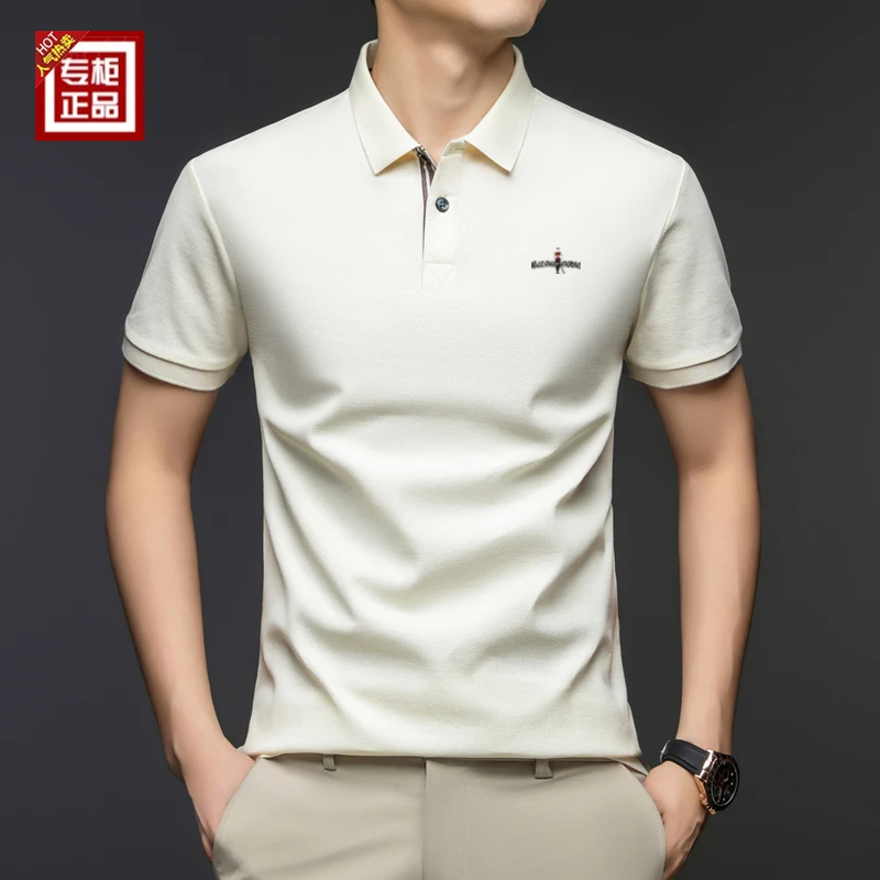 专柜大牌男士纯棉翻领短袖polo衫夏季新款休闲商务纯色男装T恤衫