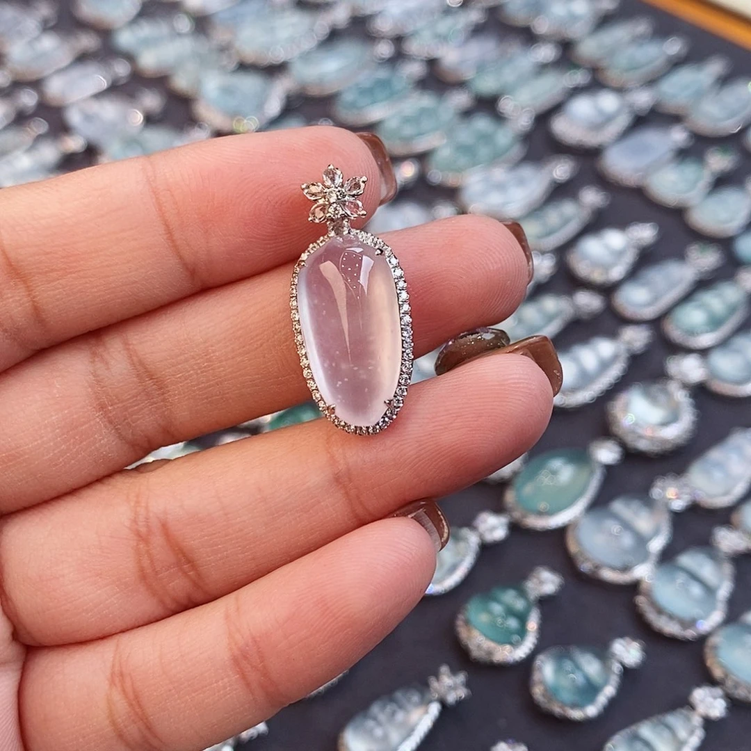 翡翠颈饰未镶嵌天然缅甸a货翡翠