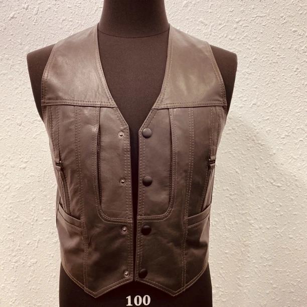 修身真皮休闲复古百搭精品马夹背心男款多口袋男装男士马甲无袖