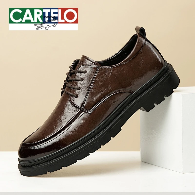 卡帝乐鳄鱼男鞋冬季新款英伦休闲皮鞋商务正装增高上班结婚新郎鞋