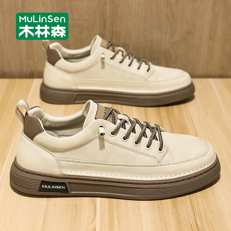 木林森男士板鞋2025新款秋季鞋子男款休闲百搭运动软底增高小白鞋